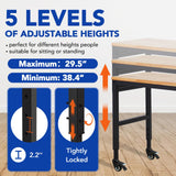 GarveeTech Adjustable Workbench 60' x 22', 2000 Lbs Load Capacity, 29.5"-38.4" Heights Garage Worktable with Universal Wheels & Power Outlet, Heavy-Duty Table for Workshop Office Home Commercial GarveeTech