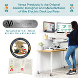 VERSADESK® PowerPro 40” x 24” Standing Desk Converter | 7.75” - 23.5” Electric Height Adjustable Sit to Stand Desk Riser w/Keyboard Tray & USB Hub - Ergonomic Workstation for Home & Office, Cherry VERSADESK
