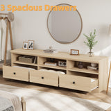 IDEALHOUSE 70in TV Stand for TVs up to 80", Mid Century Modern Entertainment Center with Storage Drawer and Open Shelves, TV Console Media Cabinet for Living Room, Bedroom (Light Oak) IDEALHOUSE