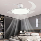 AHAWILL 48'' Retractable Ceiling Fan,Full Spectrum Low Profile Ceiling Fan with Light and Remote,Modern White Fan for Dinning Room Living Room Bedroom,Retractable Blades,Dimmable,Timer Setting AHAWILL