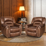 ANJ Electric Power Recliner Set of 2, Breathable Bonded Leather Reclining Chair Classic Home Theater Recliners Seating W/USB Port, Electric Recliner Chairs for Living Room (Nut Brown) ANJ