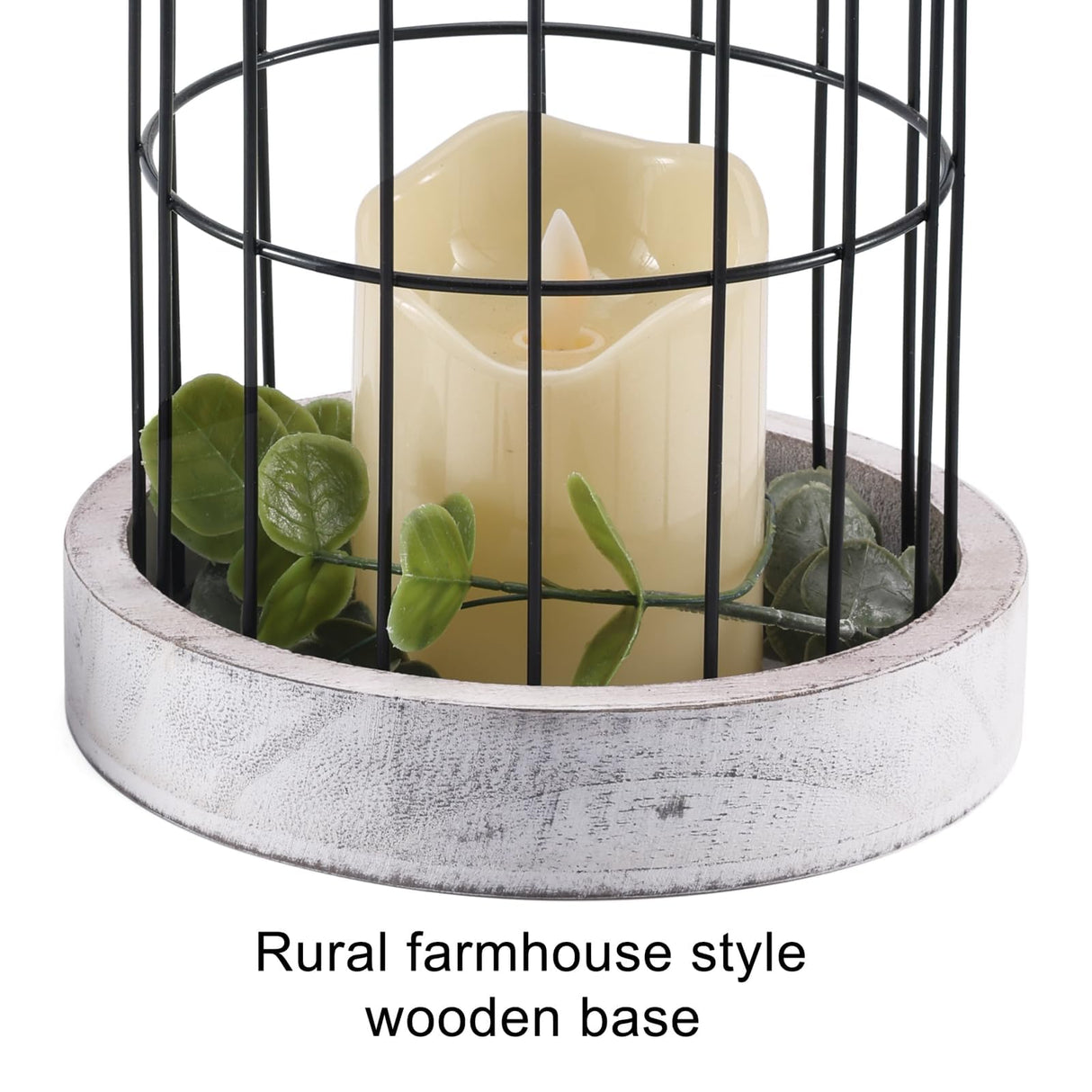 PHOSPHOR Rustic Farmhouse Decor Lantern Set of 2 Modern Farmhouse Decorative Indoor for Kitchen Fireplace Centerpiece Table Dinning Living Room PHOSPHOR