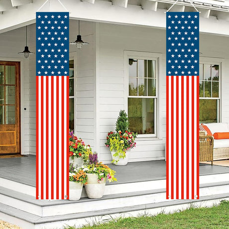 Patriotic Decorations - 4th of July Decorations Outdoor Hanging American Flag Banners Porch Sign for Veterans Memorial Labor Presidents Flag Election Day Labrostar