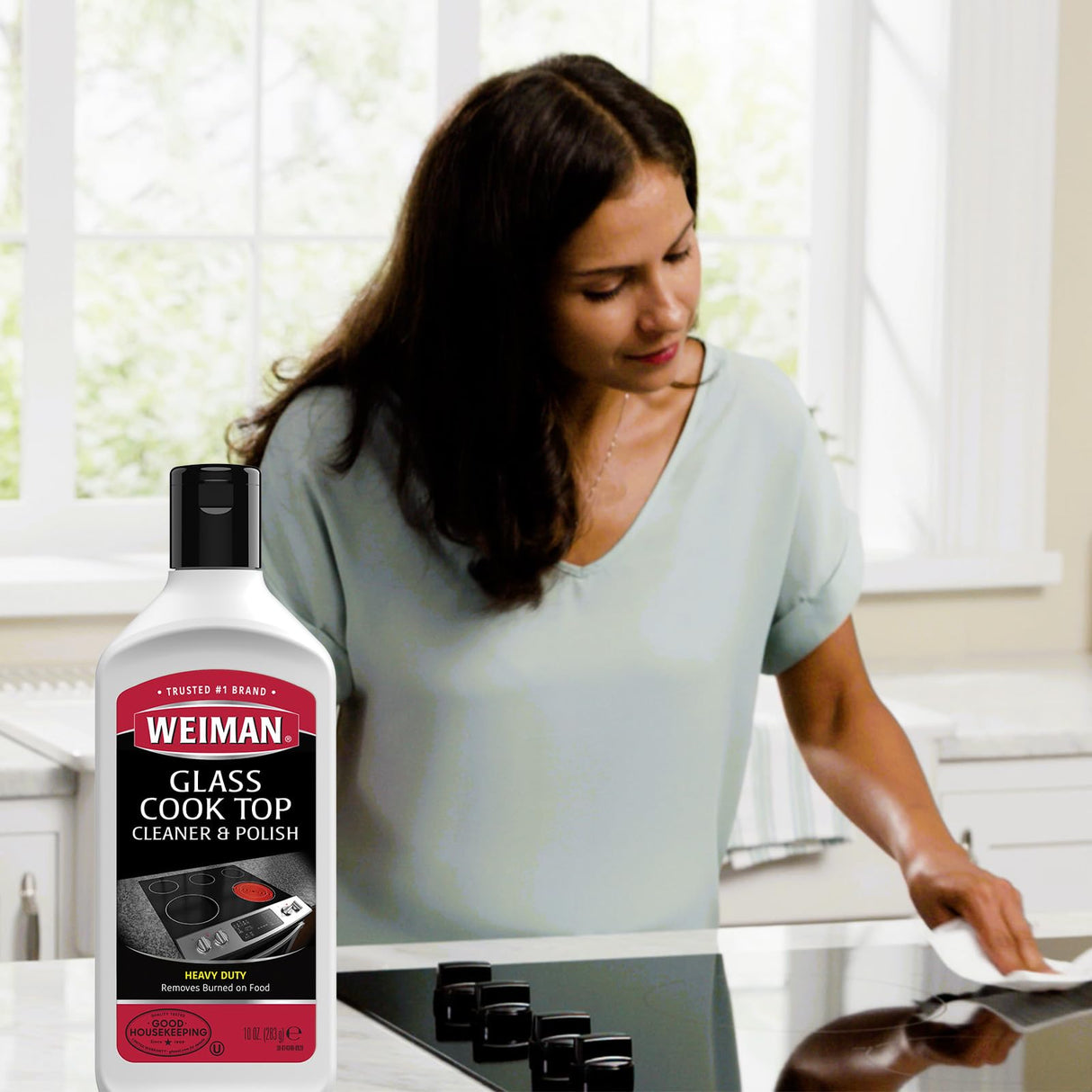 Weiman Cooktop and Stove Top Cleaner Kit - Glass Cook Top Cleaner and Polish 10 oz. Scrubbing Pad, Cleaning Tool, Razor, Scraper Weiman