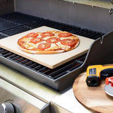 PIZZA STONE 15 x 12'' Rectangular Pizza Stone For Oven Baking & BBQ With Wooden Peel GylSun
