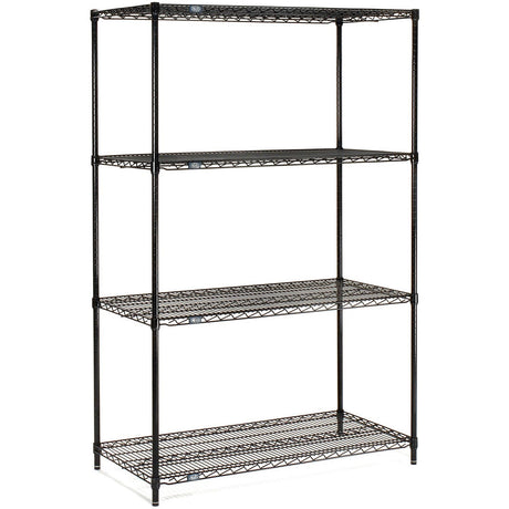 Nexel 24" x 30" x 63", 4 Tier Adjustable Wire Shelving Unit, NSF Listed Commercial Storage Rack, Black Epoxy Finish, Leveling feet Nexel