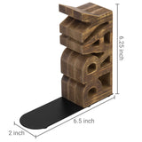 MyGift Rustic Burnt Brown Wood Bookends Carved in Read and Pray Block Letters, Decorative Book Stands for Home Library Bookshelf Office Desk, 2 Piece Set MyGift