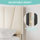 GarveeHome Twin Size Bed Frame with Adjustable Headboard and 2 Storage Drawers, Velvet Upholstered Tufted Twin Platform Bed Frames with Wooden Slats Support, Bedframe No Box Spring Needed, Beige/Cream GarveeHome