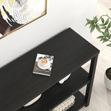 FOLUBAN Entryway Table, Modern Sofa Console Table with 3 Tier Storage Shelf, Hallway Foyer Table for Living Room, Industrial Black Oak FOLUBAN