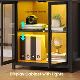 SEDETA L Shaped Gaming Desk, 78.7” Large Computer Desk with Drawers and Power Outlet & LED Light, Corner Gaming Desk with Storage Shelves, Display Cabinet for Home Office, Black SEDETA