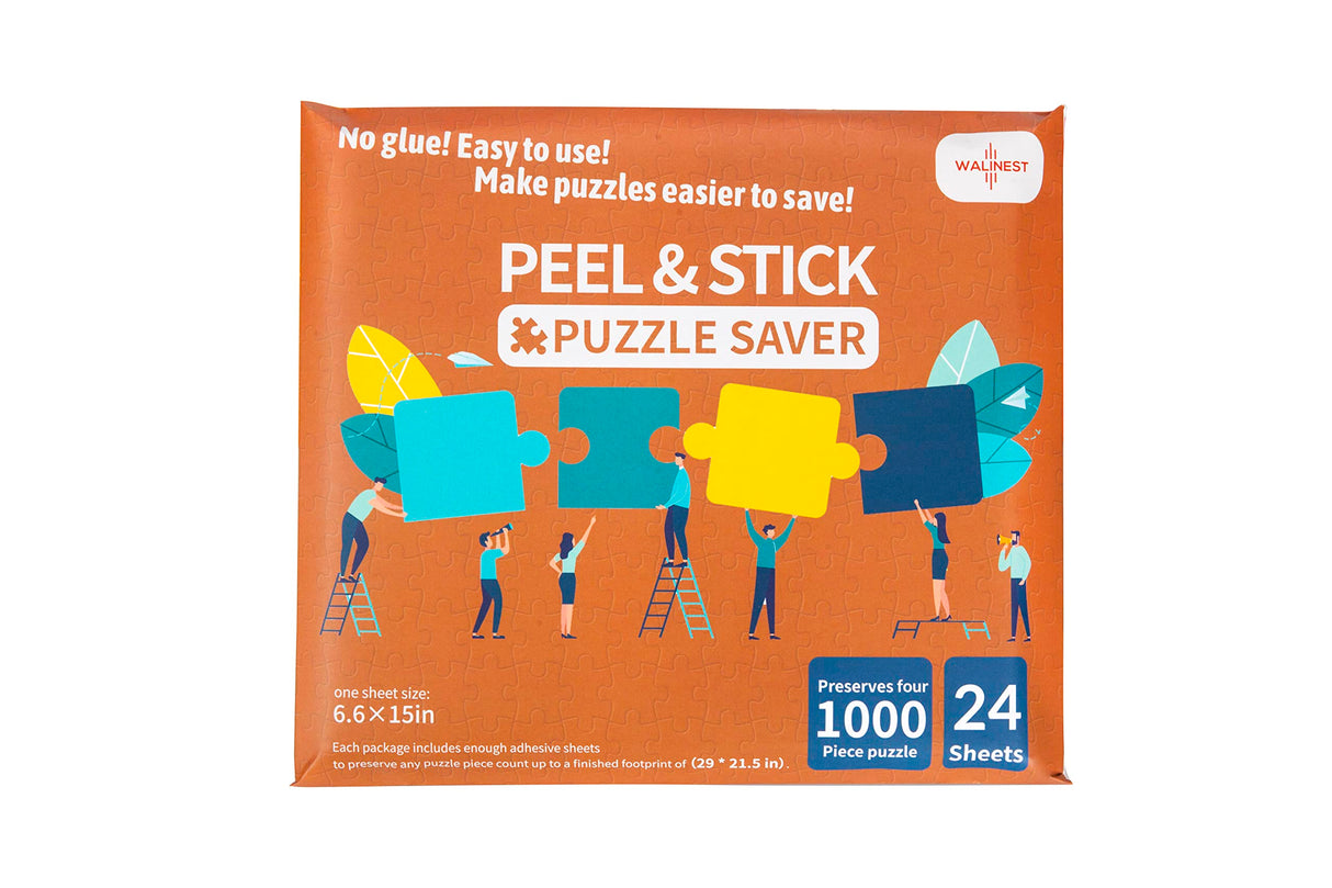WALINEST 24 Glue Sheets Puzzle Saver Kit - No Mess Frame and Preserve for Large Puzzles - Save 4 x 1000 Piece Puzzles for Adults WALINEST