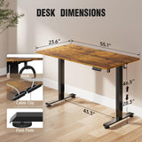 Veken 55 Inch Electric Standing Desk, Height Adjustable Sit Stand Up, Wood Desktop, Work Home Office Computer PC Table, Tall Standup Workstation, Writing Study Rising Desks, Brown Veken