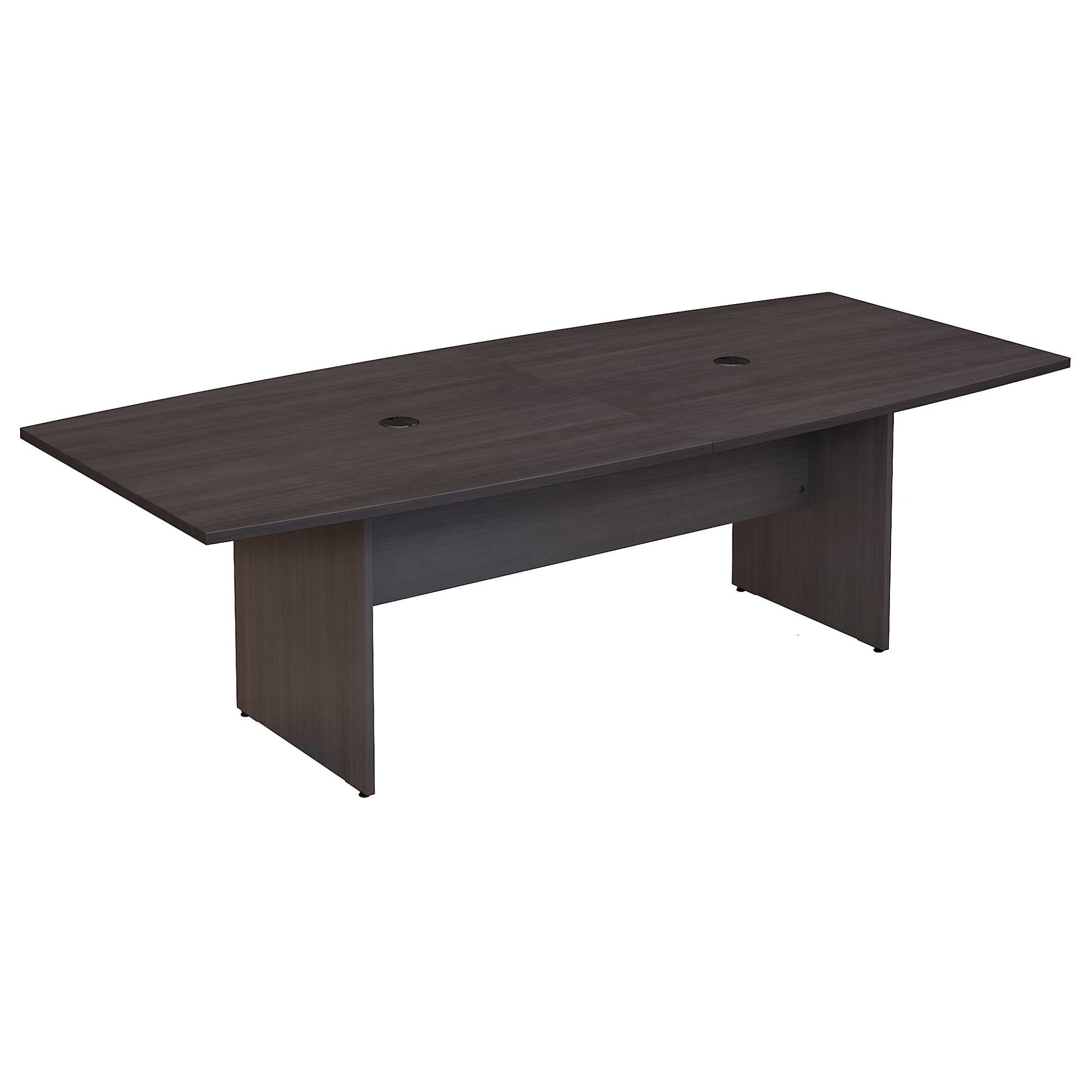 Bush Business Furniture 96W x 42D Boat Shaped Conference Table with Wood Base in Storm Gray - WoodArtSupply