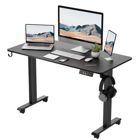 TIQLAB Standing Desk, 47 x 24 inch, Electric Height Adjustable, Black Frame/Black Top, 20001 TIQLAB