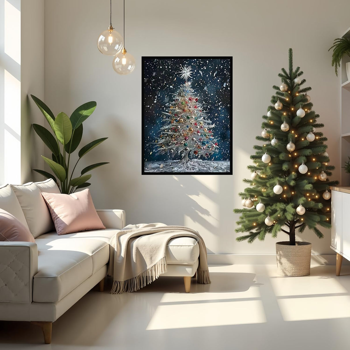 Paint by Numbers Kit for Adults Beginner,Christmas Tree Easy Paint by Number Kits on Canvas Without Framed,DIY Acrylic Oil Painting Adults Paint by Numbers Kits Winter for Home Wall Decor 12x16 Inch. JYXSJYYD