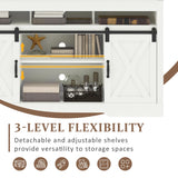 Fansafurn Farmhouse White Stand for TVs up to 65+ Inch Tall Entertainment Center with Sliding Barn Door, Console Storage Cabinet for Bedroom, Living Room… Fansafurn