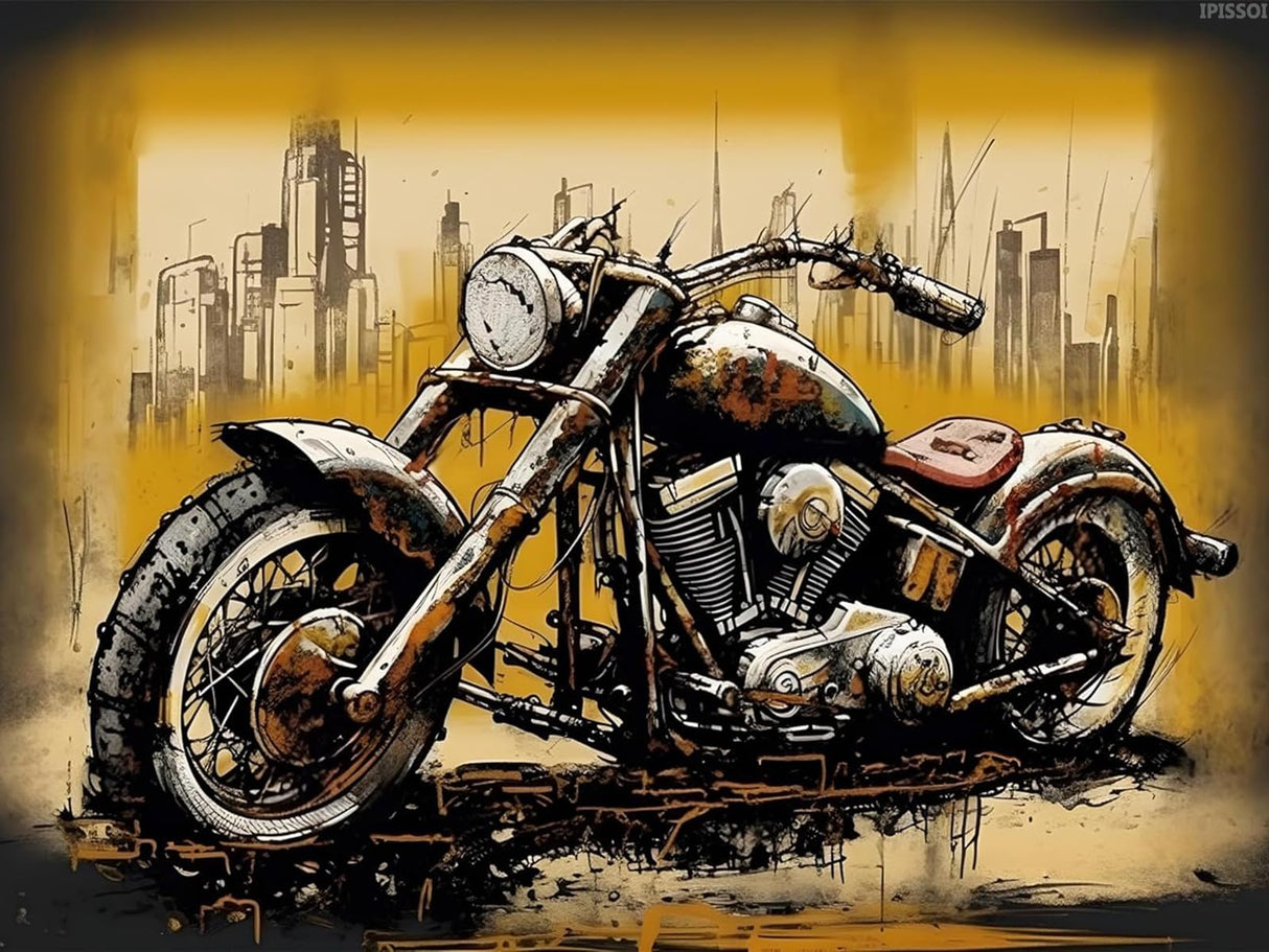 IPISSOI Diamond Art Kits Motorcycle Diamond Art DIY Full Drill 5D Diamond Art Round Gemstone Crystal Motorcycle Diamond Art Kit for Room Wall Decor 12x16in/30x40cm IPISSOI