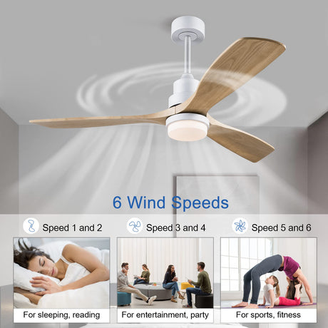 BOJUE 52 Inch Ceiling Fans with Light Remote Control,Indoor Outdoor Ceiling Fan for Patio Living Room,Bedroom,Office,Summer House,Etc BOJUE