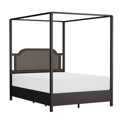 Hillsdale Melanie Wood and Metal Queen Canopy Bed with Low Footboard, Oiled Bronze