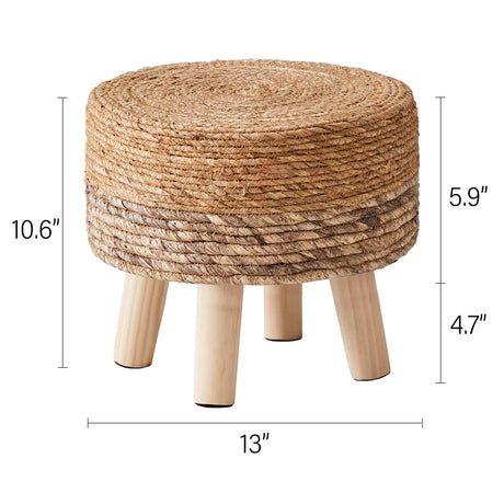 Cpintltr Ottoman Outdoor Sea Grass Stool Poufs Hand Woven Round Foot Stool for Sofa Desk Soft Step Stool Padded Foot Rest Multiple Colors Decorative Furniture Natural/Brown Cpintltr