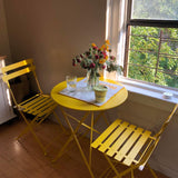 3-Piece Bistro Table and Chairs, Wrought Iron Bistro Set, Anti-Rust, Waterproof Folding Cafe Table and Chairs Set of 2, Foldable Small Bistro Set for Small Space/Indoor/Outdoor/Porch/Lawn/Balcony BUPPLEE