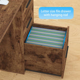 HSH L Shaped Computer Desk with File Drawers, Large Metal Wood L Shape Table with Storage Cabinet Shelves, Reversible Corner Home Office Executive Writing Study Workstation Desk, Rustic Brown, 59 Inch HSH