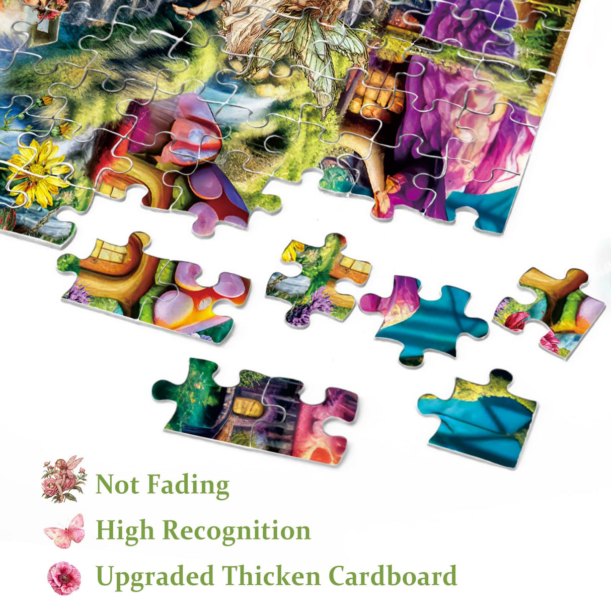 Flower Fairy Puzzle for Adults 1000 Pieces, Funny Mushroom Jigsaw Puzzle, Fantasy Colorful Butterfly Insect Puzzle BBOLDIN