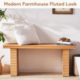 Wnutress Wood Entryway Benches, 42.5" Fluted Farmhouse Dining Bench Seat for Kitchen, End of Bed, Living Room, Hallway, Easy Assembly, Indoor, Natural Wnutrees
