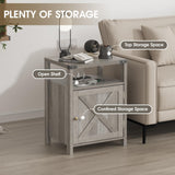 Fameill Nightstands Set of 2, Night Stand with Charging Station, Bed Side Table with Storage Cabinet, Farmhouse End Table for Living Room with USB Ports and Outlets, Gray Fameill