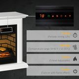 HOMCOM 31" Electric Fireplace with Dimmable Flame Effect and Mantel, Freestanding Space Heater with Log Hearth and Remote Control, 1400W, White HOMCOM