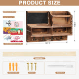 HOMEBROS Key Holder Wall Mount, Wooden Key Mail Holder with Chalkboard Mirror Greeting Cards Mail Key Organizer Storage Key Rack Shelf with 8 Key Hooks for Entryway Hallway Doorway HOMEBROS