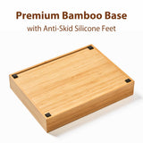 Umilife Desk Drawer Organizer, Bamboo Wood Organizer Tray with Adjustable Compartments, Office Desk Accessories Supplies Organization Storage, 12" x 9" Umilife