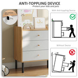 BAZELOR Kids Dresser for Bedroom, 6 Drawer Baby Dresser with Golden Handles, Modern Wood Chest for Hallway, Entryway, Nursery, White BAZELOR