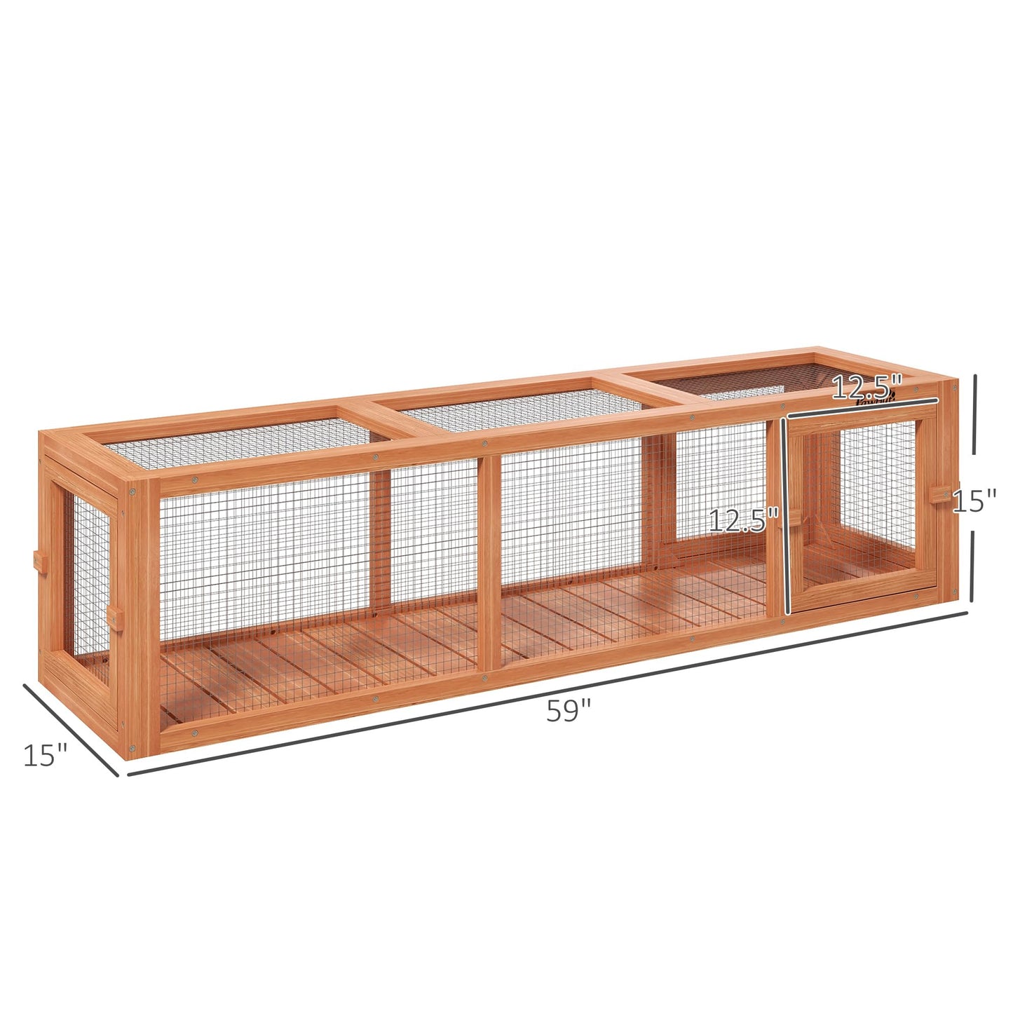 PawHut Outdoor Cat Tunnel with Extendable Design, 59" L Wooden Cat Run with Weather Protection, Connecting Inside and Outside, for Deck Patios, Balconies, Natural Wood - WoodArtSupply