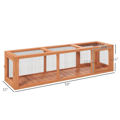 PawHut Outdoor Cat Tunnel with Extendable Design, 59" L Wooden Cat Run with Weather Protection, Connecting Inside and Outside, for Deck Patios, Balconies, Natural Wood - WoodArtSupply