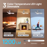 Consciot Ceiling Fan, 30 Inch Ceiling Fan With Lights Remote Control, White Low Profile Modern Ceiling Fan, Flush Mount, Reversible Quiet DC Motor, 6 Speed, Dimmable, Kitchen Bedroom Patio Damp Rated Consciot