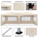 TUKAILAI 10' x 20' Pop Up Gazebo Marquee, Anti-UV Party Wedding Tent Event Shelters with 6 Removable Sidewalls & Carry Bag, Heavy Duty Instant Canopy for Outdoor Camping Garden Patio (Cream) TUKAILAi