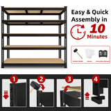 BuxWellBang 48" W x 18" D x 72" H Adjustable Garage Storage Shelves - 5-Shelf Heavy Duty Shelving Unit, Metal Utility Storage Organizer Racks for Warehouse Pantry Closet Kitchen, Black BuxWellBang