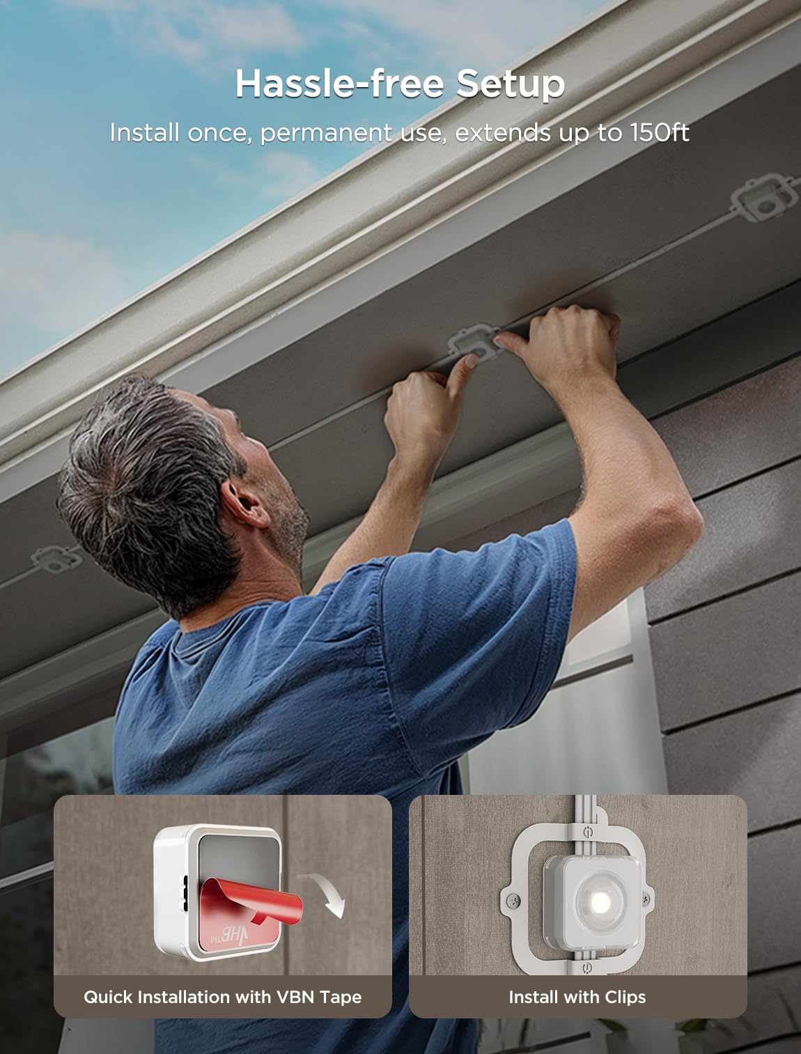 Govee Permanent Outdoor Lights 2, 150ft RGBIC Outdoor Lights with 108 LED Lights, IP67 Waterproof, 100 Scene Modes with 40lm White for Outdoor Decorations, Works with Alexa, Google Assistant, White Govee