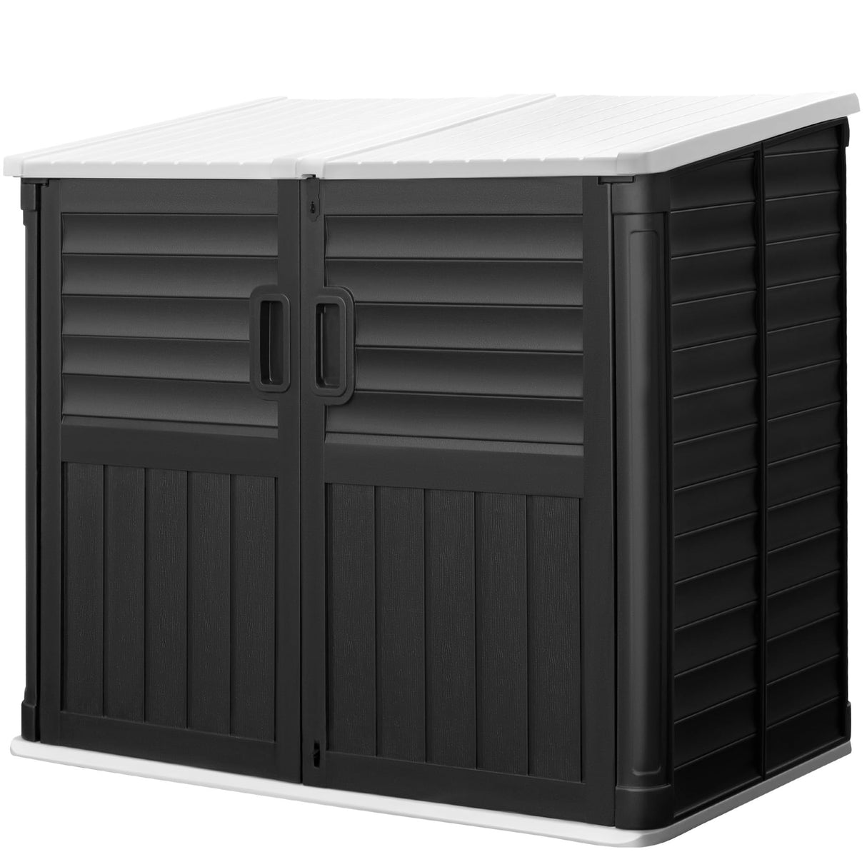 Greesum Outdoor Resin Storage Shed, 34 Cu.ft Horizontal Outdoor Storage Box Waterproof for Garden, Pool Storage, Black Greesum