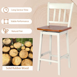 COSTWAY 24.5 Inch Ergonomic White Bar Stools Set of 4 with 360° Swivel & Footrest COSTWAY