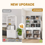 Wanttii Large Bookshelves and Bookcase with Doors, 8-Tier Wooden Bookshelves with Cabinet Doors, Tall Storage Cabinet for Home Office, Living Room, Bedroom (Industrial White) Wanttii