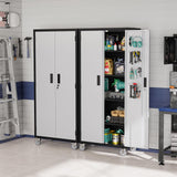 VINGLI 72'' Tall Garage Storage Cabinet, Metal Storage Cabinet with Pegboards, Wheels, Locking Doors and Adjustable Shelves (Black & Silver, 32''W x 16''D x 72''H) VINGLI