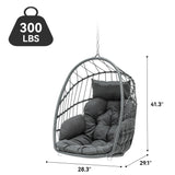 YITAHOME Hanging Egg Chair, Patio Wicker Hammock Egg Chair Basket Swing with Cushion, Outdoor 330lbs Rattan Outdoor Swing for Balcony Garden Bedroom, Gray (Stand not Included) YITAHOME