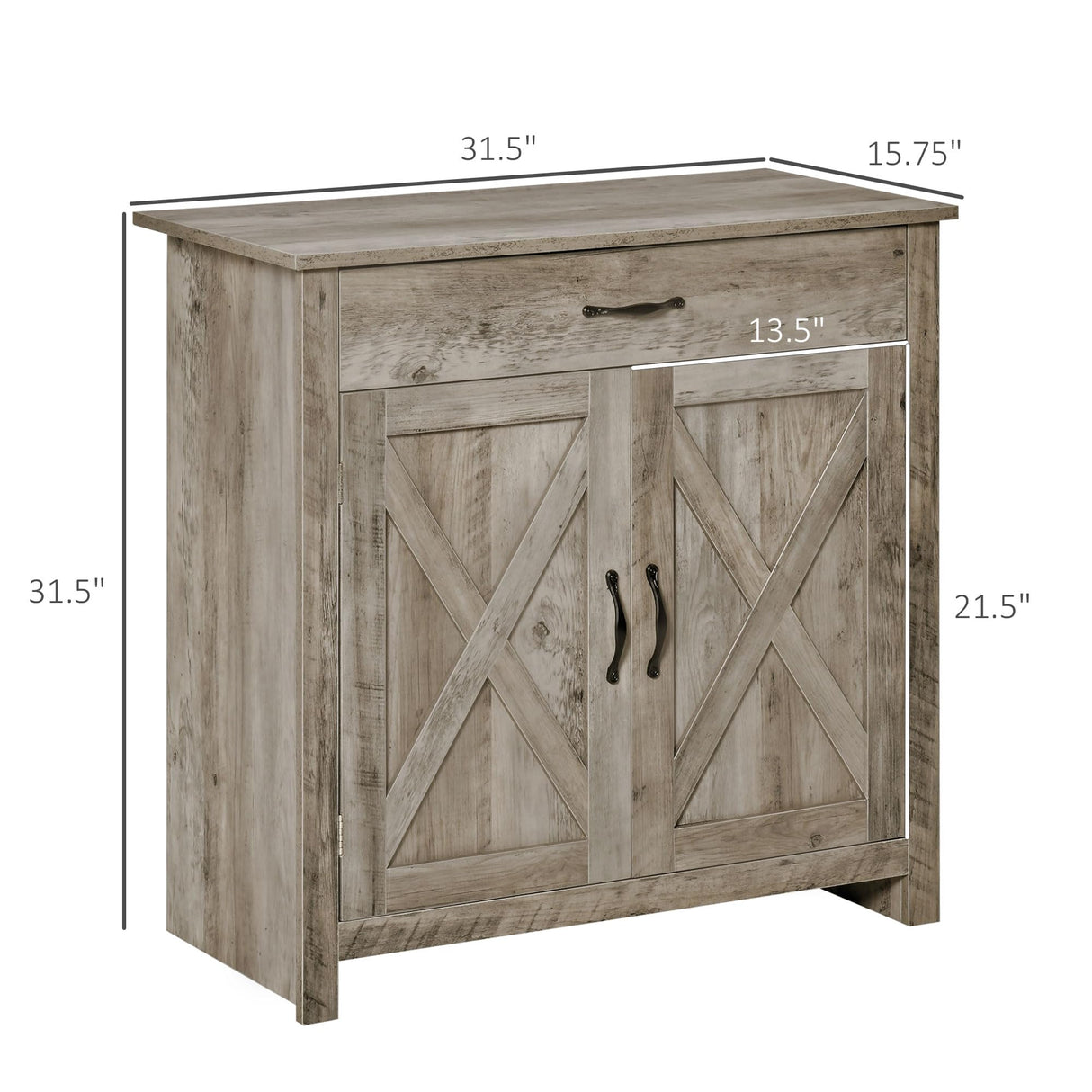 HOMCOM Farmhouse Sideboard Buffet Cabinet, Barn Door Coffee Bar Cabinet with Drawer and Adjustable Shelf, Kitchen Cabinet for Living Room, Entryway, Gray HOMCOM