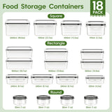 KEMETHY 36-Piece Food Storage Containers with Lids(18 Containers & 18 Lids), Plastic Food Containers for Pantry & Kitchen Storage and Organization, BPA-Free, Leak Proof, Reusable with Labels & Pen KEMETHY