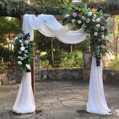 MoKoHouse White Wedding Arch Draping Fabric 3 Panels 27.5" x 18.3Ft Chiffon Fabric Drapery Sheer Backdrop Curtains for Party Ceremony Arch Stage Decorations MoKoHouse
