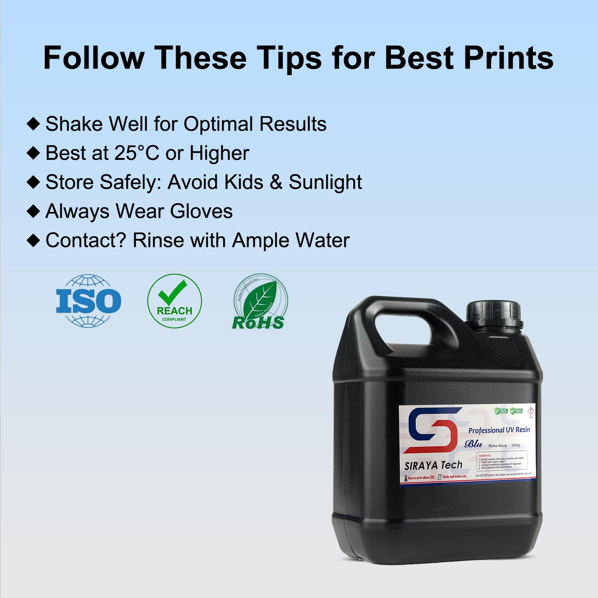 Siraya Tech Blu Nylon 3D Printer Resin Nylon-Like Strong and Precise High-Resolution 3D Printing Resin 405nm UV-Curing Rapid Resin for LCD DLP 3D Printer and 8K Capable (2kg, Nylon Black) Siraya Tech