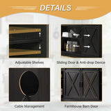 4 EVER WINNER Coffee Bar Cabinet with Sliding Barn Doors, 59" Sideboard Buffet Cabinet with Storage, Farmhouse Buffet Cabinet Serving Table Cupboard for Dining Room, Espresso 4 EVER WINNER