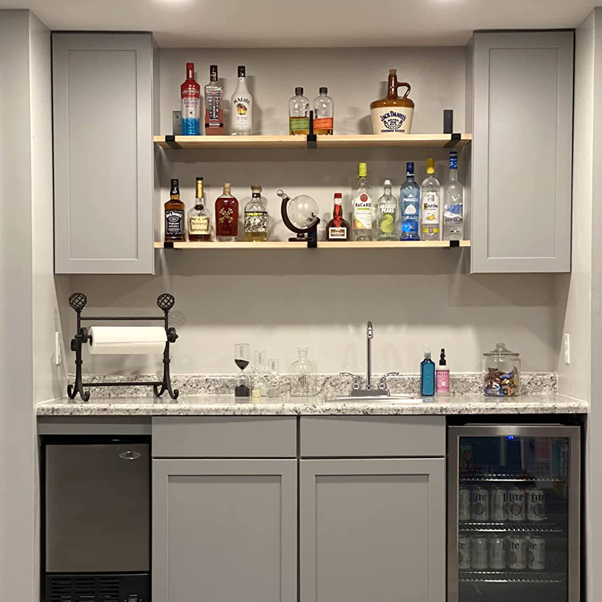 LuckIn 10 Inch Wall Shelf Brackets (Fit 9.25" Board) 4-Pack, Heavy Duty Black Iron, Garage, Kitchen, Bathroom Floating Shelf Hardware LuckIn